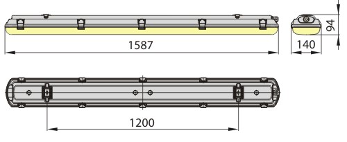 wymiary oprawy hermetycznej LED 24W 150cm