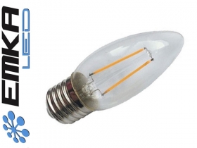 Żarówka LED E27 2W (20W) Filament Świeczka Biała zimna