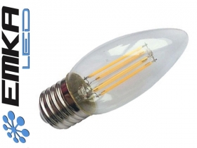 Żarówka LED E27 4W (40W) Filament Świeczka Biała zimna