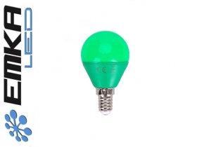 Żarówka LED E14 4W 230° kulka zielona